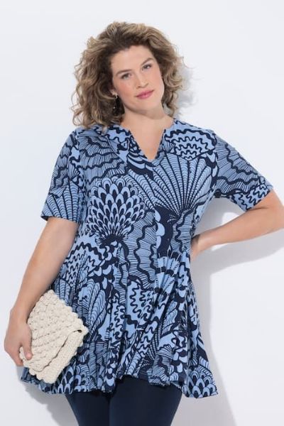 Veliki brojevi Majica kratkih rukava s izrezom moda za punije