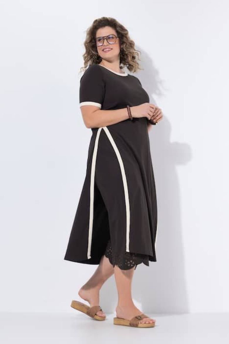 Plus size veliki brojevi Haljina bez rukava s ukrasnim obrubom za punije