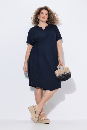 Plus size veliki brojevi Haljina midi kratkih rukava pamučna za punije