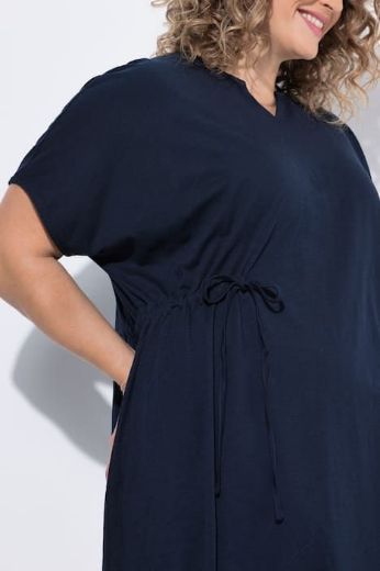 Plus size veliki brojevi Haljina midi kratkih rukava pamučna za punije