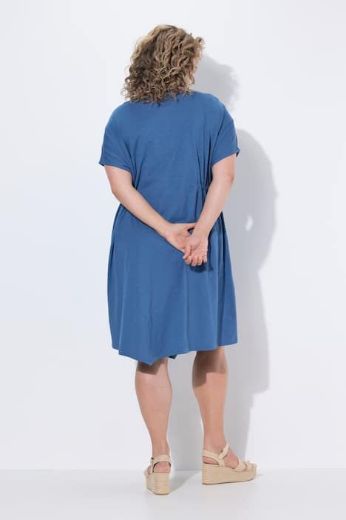 Plus size veliki brojevi Haljina midi kratkih rukava pamučna za punije