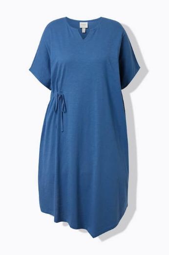 Plus size veliki brojevi Haljina midi kratkih rukava pamučna za punije