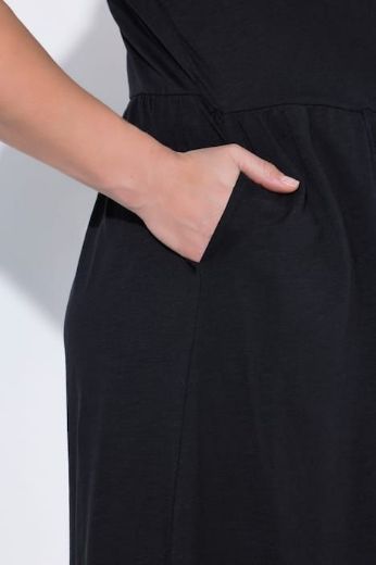 Plus size veliki brojevi Haljina midi kratkih rukava s ukrasima pamučna za punije