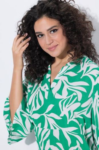 Plus size veliki brojevi Haljina midi 3/4 rukavi V izreza za punije