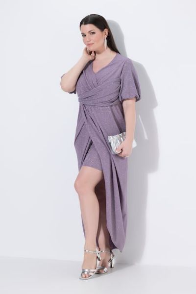 Veliki brojevi Haljina maxi kratkih rukava omotanog izgleda moda za punije