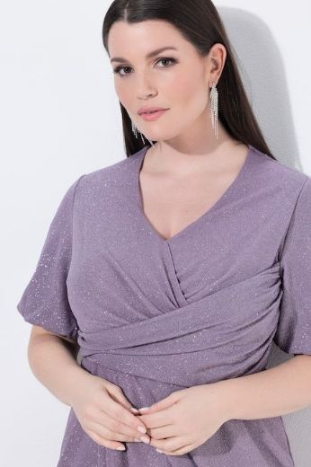 Plus size veliki brojevi Haljina maxi kratkih rukava omotanog izgleda za punije