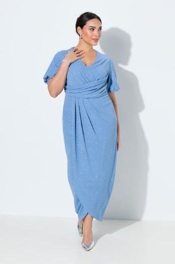 Plus size veliki brojevi Haljina maxi kratkih rukava omotanog izgleda za punije