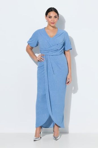 Plus size veliki brojevi Haljina maxi kratkih rukava omotanog izgleda za punije