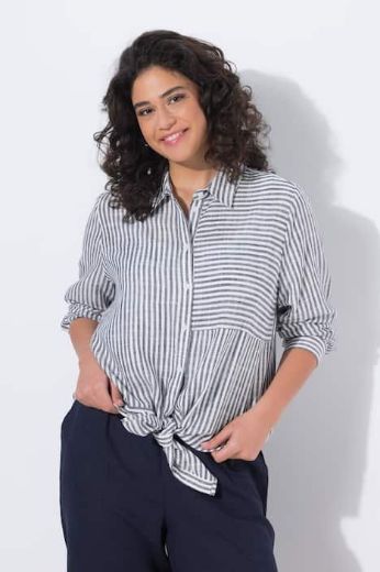 Plus size veliki brojevi Bluza od mješavine lana dužeg kraja za punije