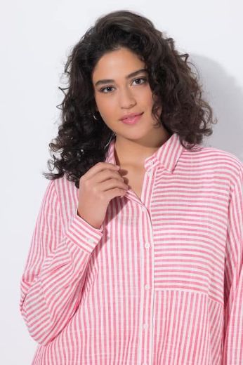 Plus size veliki brojevi Bluza od mješavine lana dužeg kraja za punije