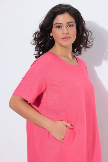 Plus size veliki brojevi Haljina midi kratkih rukava A kroja za punije