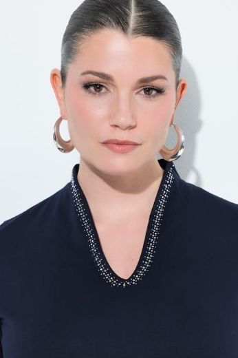 Plus size veliki brojevi Majica s ukrasima na ovratniku kratki rukavi za punije