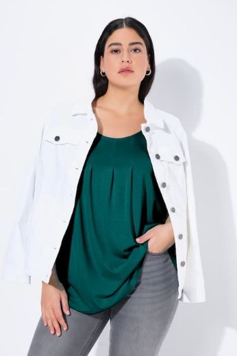 Plus size veliki brojevi Majica s naborima duži model za punije