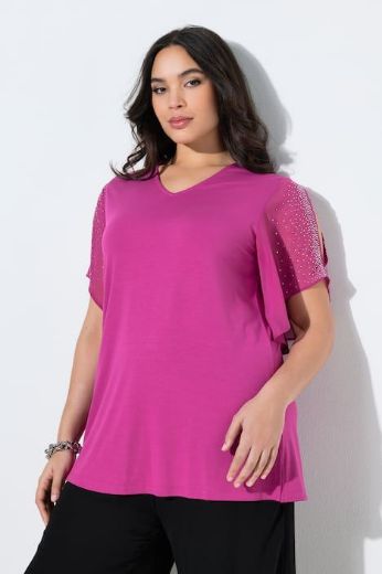 Plus size veliki brojevi Bluza svečana s ukrasima na rukavima za punije