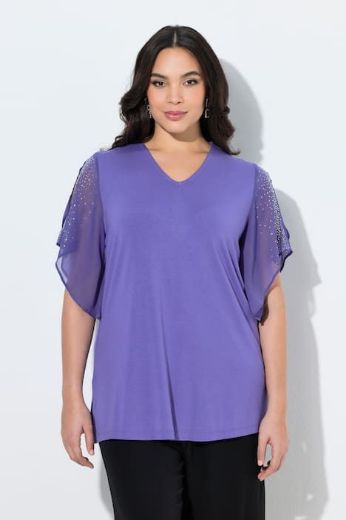 Plus size veliki brojevi Bluza svečana s ukrasima na rukavima za punije