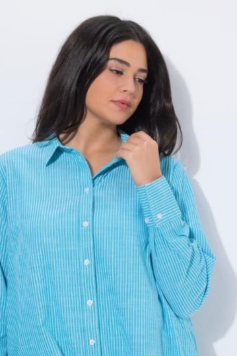 Plus size veliki brojevi Bluza dužeg kroja na pruge za punije