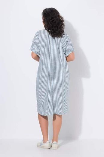 Plus size veliki brojevi Haljina na pruge V ovratnika za punije
