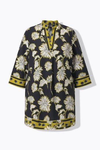 Plus size veliki brojevi Tunika 3/4 rukava A kroja  s kragnom za punije