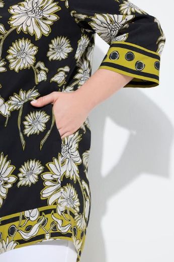 Plus size veliki brojevi Tunika 3/4 rukava A kroja  s kragnom za punije