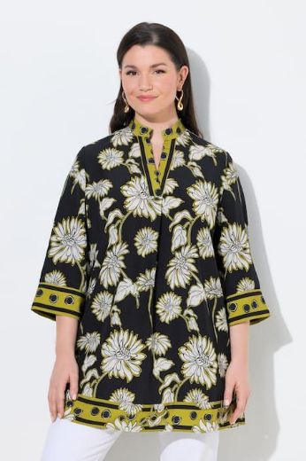 Plus size veliki brojevi Tunika 3/4 rukava A kroja  s kragnom za punije