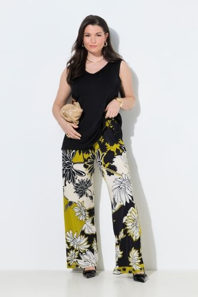 Veliki brojevi Hlače širokih nogavica cvjetnog uzorka moda za punije