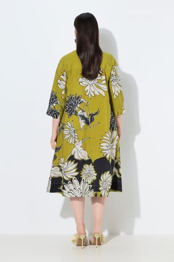 Plus size veliki brojevi Haljina midi 3/4 rukavi V izrez cvjetni uzorak za punije