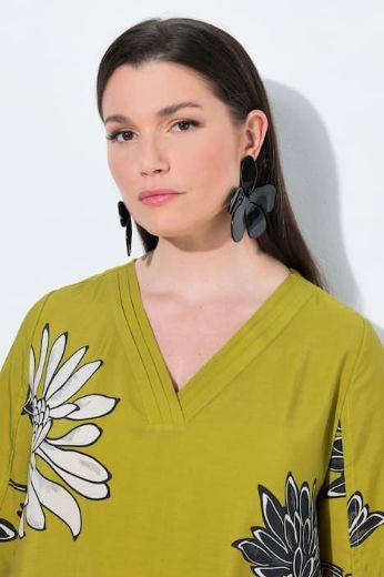 Plus size veliki brojevi Haljina midi 3/4 rukavi V izrez cvjetni uzorak za punije