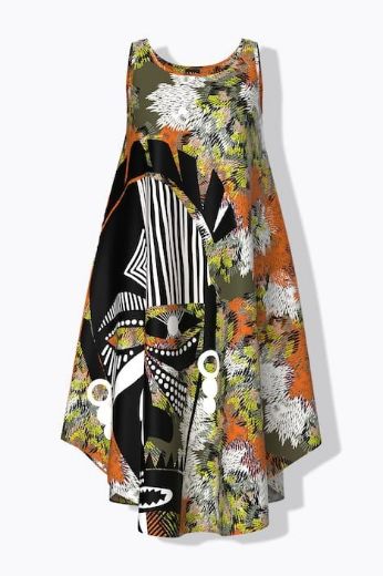 Plus size veliki brojevi Haljina midi A kroja bez rukava za punije