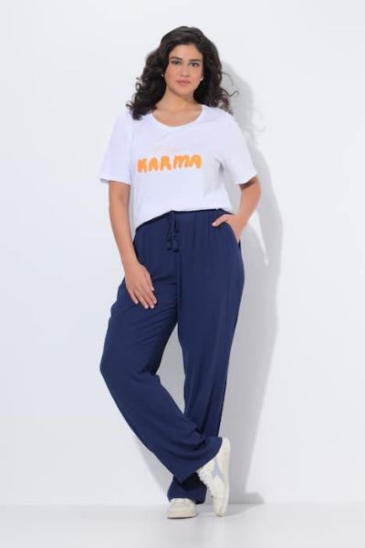 Veliki brojevi Hlače širokih nogavica elastičnog strukaa moda za punije