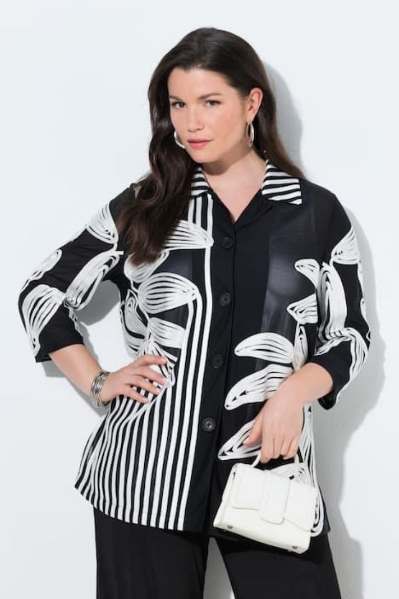 Plus size veliki brojevi Bluza elegantna 3/4 rukava s kragnom za punije