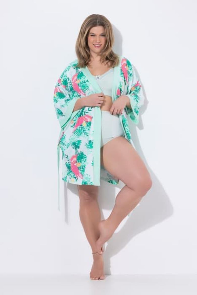 Plus size veliki brojevi Ogrtač na vezanje rukavi 3/4 za punije
