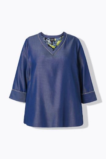 Plus size veliki brojevi Bluza 3/4 rukava traper izgled za punije