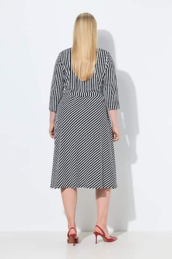 Plus size veliki brojevi Haljina midi 3/4 rukava A kroja prugasta za punije