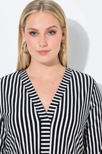 Plus size veliki brojevi Haljina midi 3/4 rukava A kroja prugasta za punije