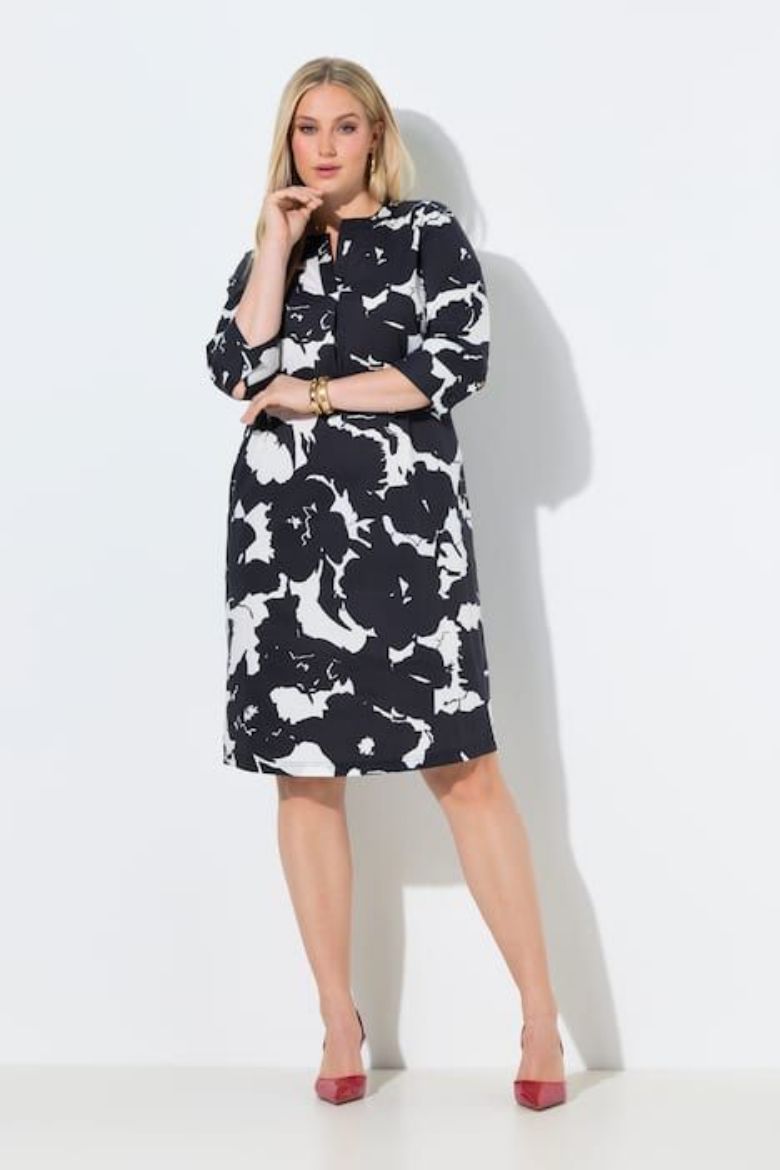 Plus size veliki brojevi Haljina 3/4 rukava cvjetnog uzorka za punije