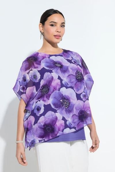 Veliki brojevi Bluza kratkih rukava dvoslojna cvjetnog printa moda za punije