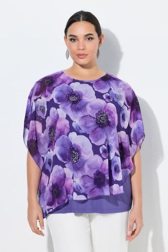 Plus size veliki brojevi Bluza elegantna kratkih rukava dvoslojna cvjetnog printa za punije