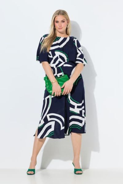 Veliki brojevi Haljina midi kratkih rukava A kroja moda za punije