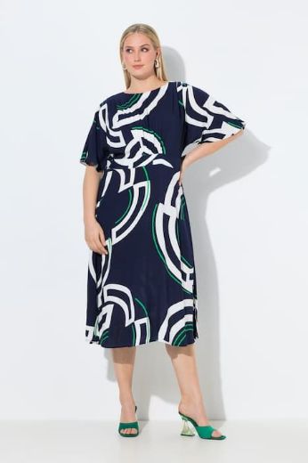 Plus size veliki brojevi Haljina elegantna midi kratkih rukava A kroja za punije