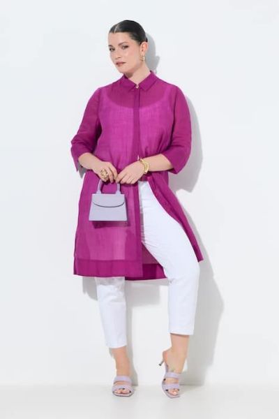 Veliki brojevi Bluza 3/4 rukava dužeg kroja moda za punije