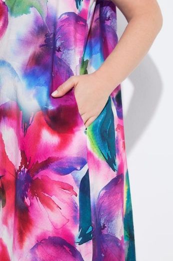 Plus size veliki brojevi Haljina midi kratkih rukava A kroja za punije