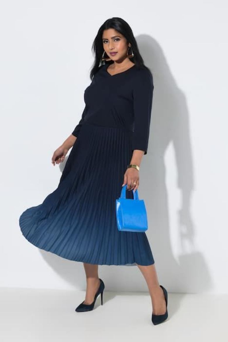 Plus size veliki brojevi Haljina elegantna midi 3/4 rukava za punije