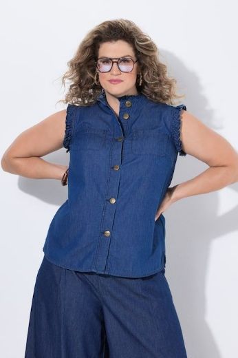 Plus size veliki brojevi Bluza bez rukava na kopčanje za punije