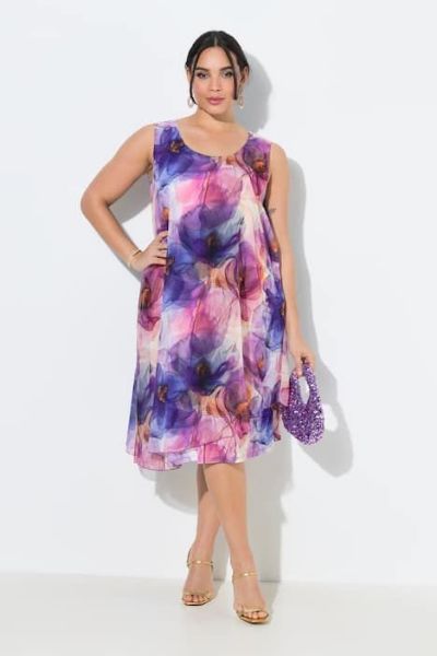 Veliki brojevi Haljina midi bez rukava A kroja moda za punije