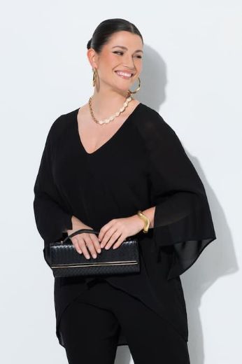 Plus size veliki brojevi Bluza elegantna dvoslojna 3/4 rukavi V izrez za punije