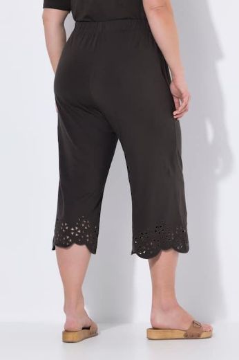 Plus size veliki brojevi Hlače capri pamučne sa čipkastim detaljima za punije