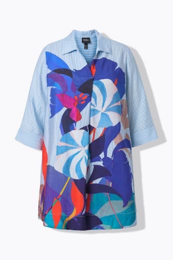 Plus size veliki brojevi Bluza 3/4 rukavi s kragnom za punije