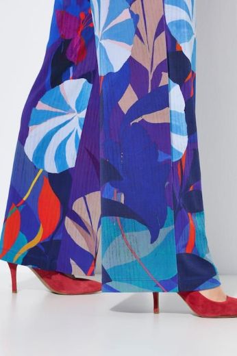 Plus size veliki brojevi Hlače elegantne širokih nogavica cvjetnog uzorka za punije