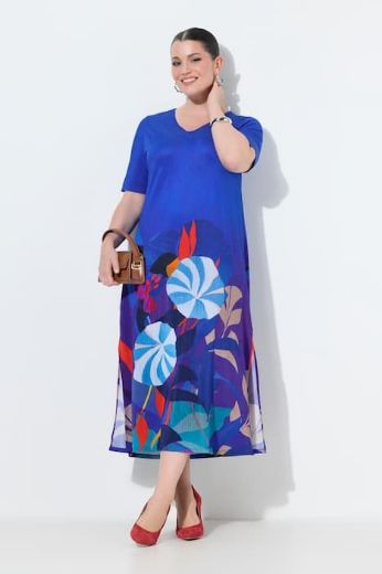 Plus size veliki brojevi Haljina elegantna midi poludugih rukava V izrez za punije