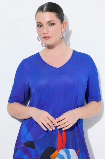 Plus size veliki brojevi Haljina elegantna midi poludugih rukava V izrez za punije